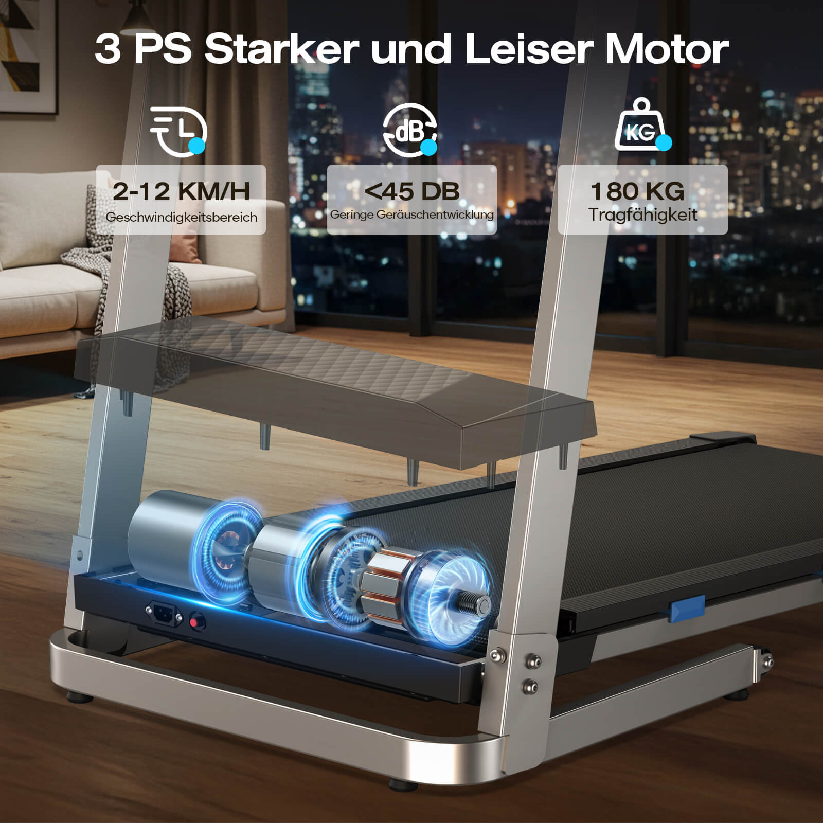 TM015 Foldable Treadmill with Incline & Handrails – 180 kg Load Capacity