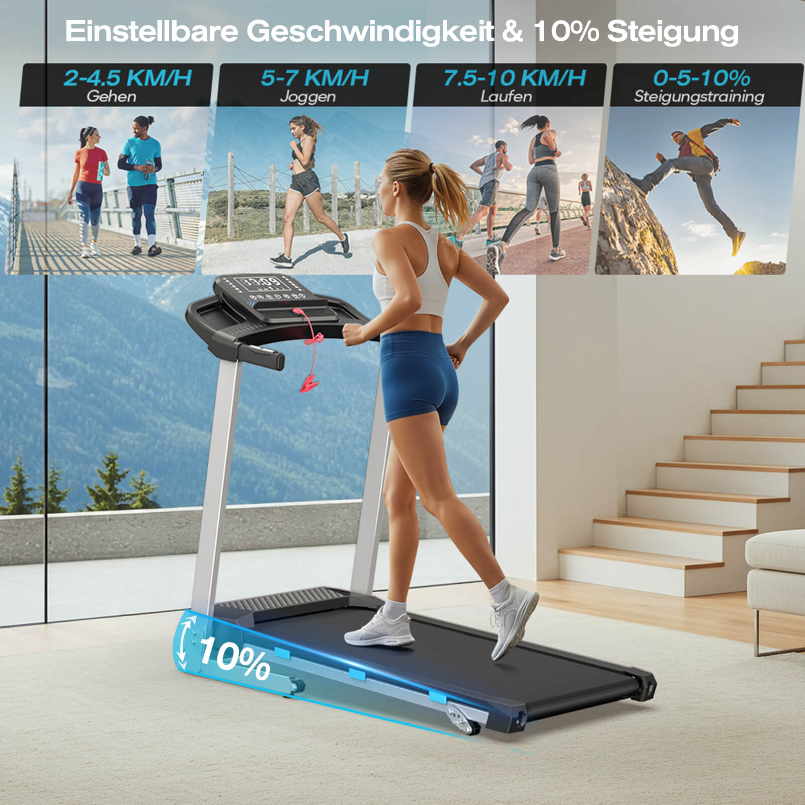 TM015 Foldable Treadmill with Incline & Handrails – 180 kg Load Capacity