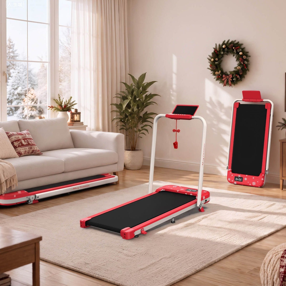 TM037 Weihnachtsedition – Klappbares Laufband mit 10 % manueller Steigung