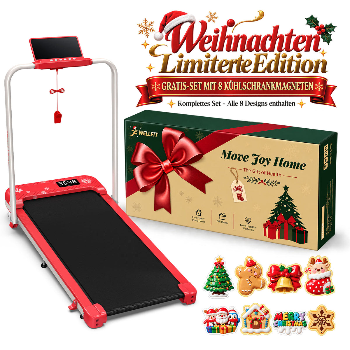TM037 Weihnachtsedition – Klappbares Laufband mit 10 % manueller Steigung