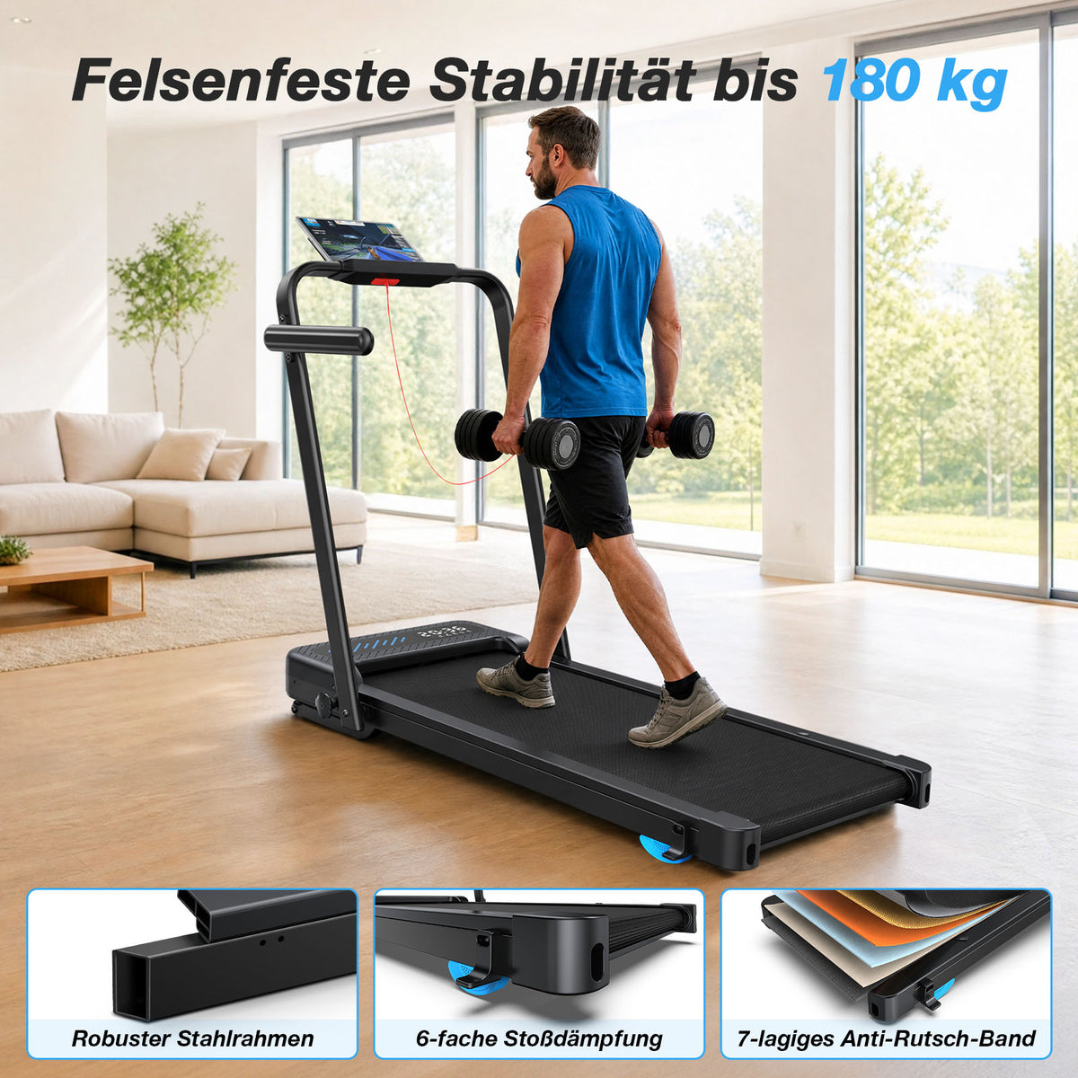 TM037 Pro Foldable Treadmill with 12% Auto-Incline – 180 kg Load Capacity