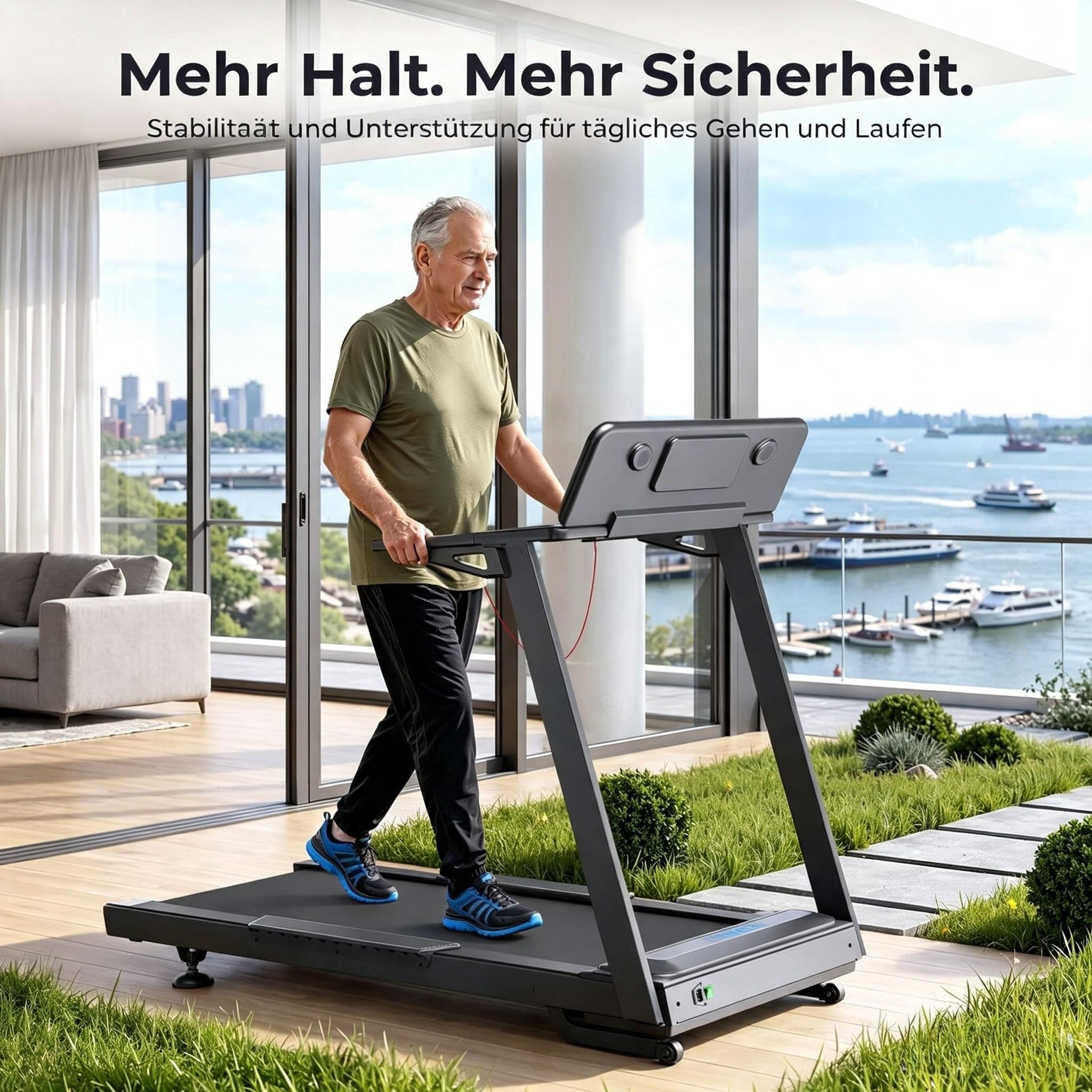 TM029 Pro Heavy Duty Laufband bietet sicheren Halt und Stabilität für tägliches Gehen und Laufen, ideal für jede Altersgruppe mit starkem Vertrauen.