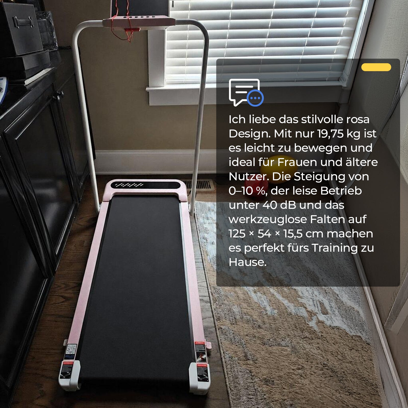TM037 Foldable Walking Pad Treadmill with Incline - Pink