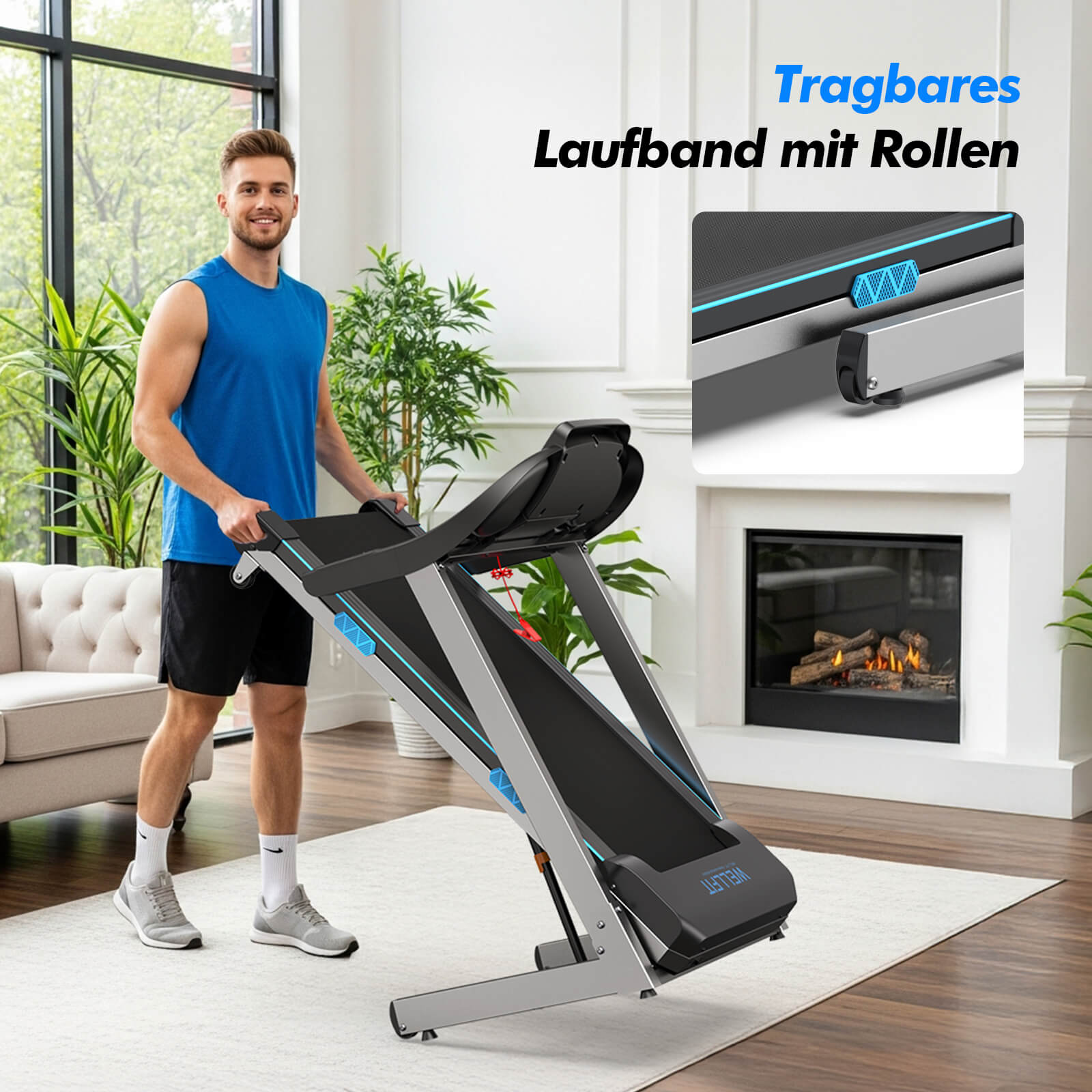 TM007 Foldable Treadmill with Automatic 15% Incline – 200kg Load Capacity