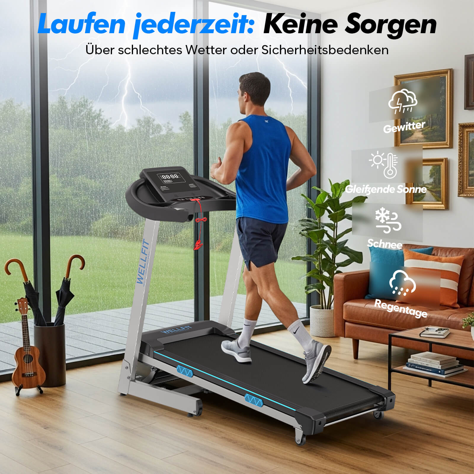 TM007 Foldable Treadmill with Automatic 15% Incline – 200kg Load Capacity