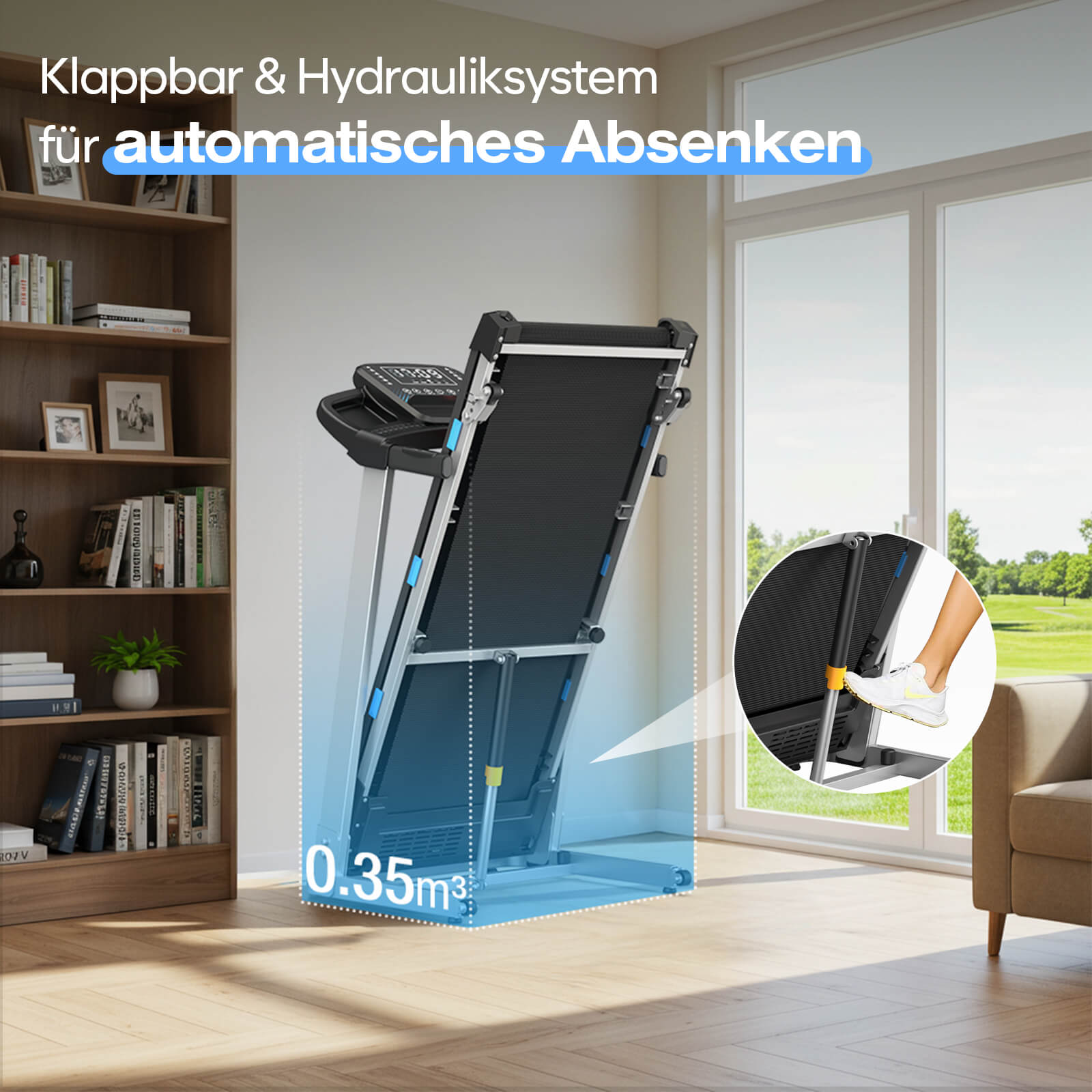 TM015 Foldable Treadmill with Incline & Handrails – 180 kg Load Capacity