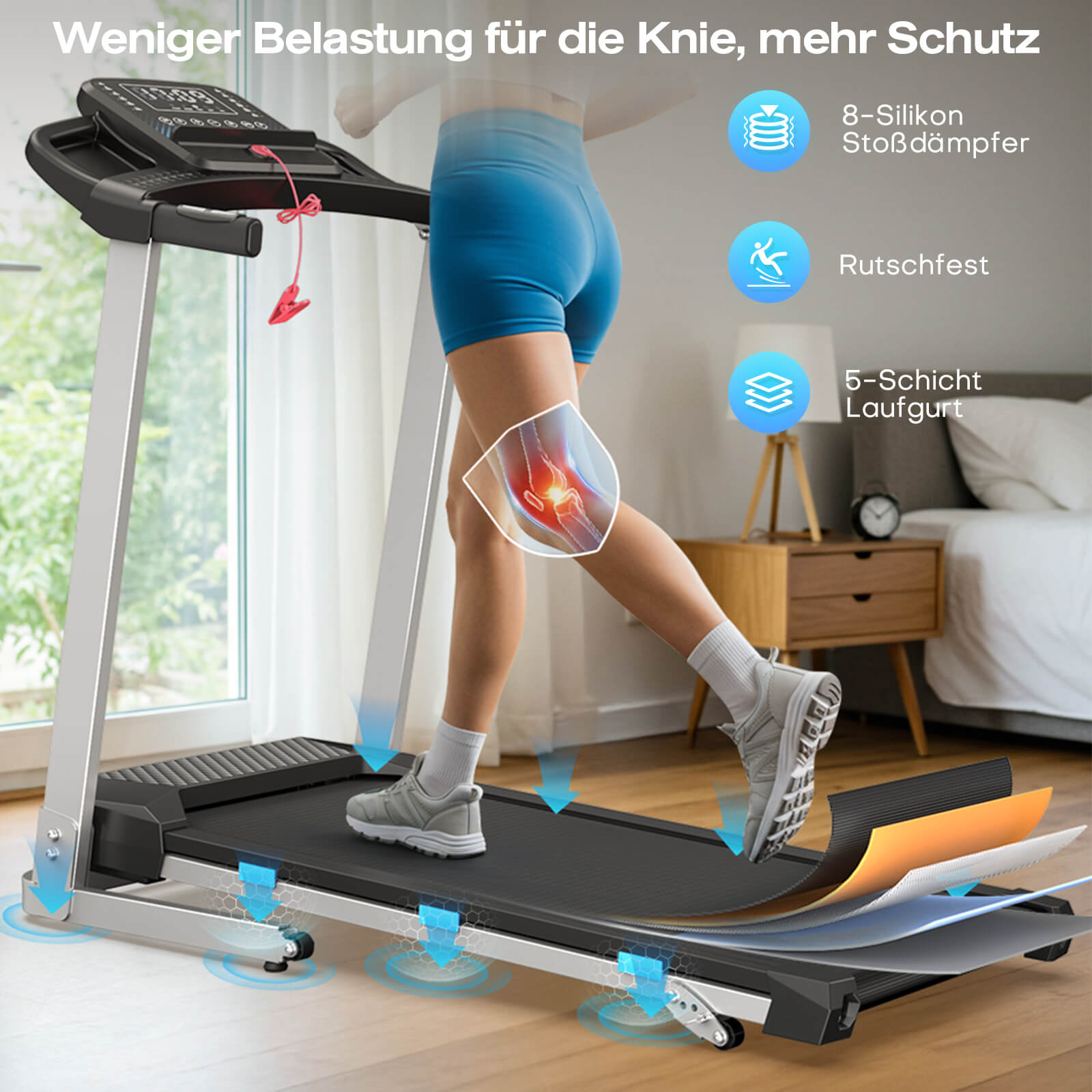 TM015 Foldable Treadmill with Incline & Handrails – 180 kg Load Capacity