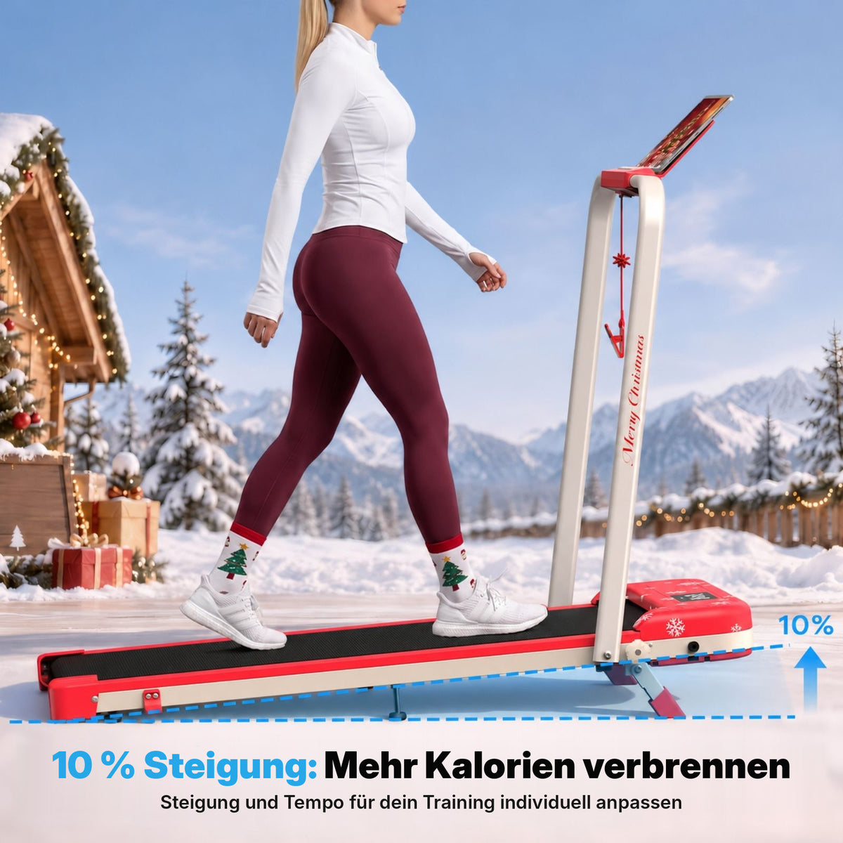 TM037 Weihnachtsedition – Klappbares Laufband mit 10 % manueller Steigung