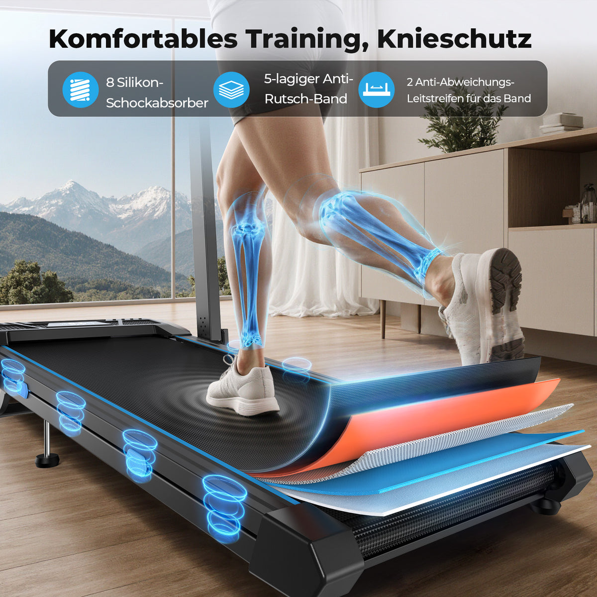 TM032 Laufband mit Bosch® Motor – 10 % Auto-Steigung für Zuhause