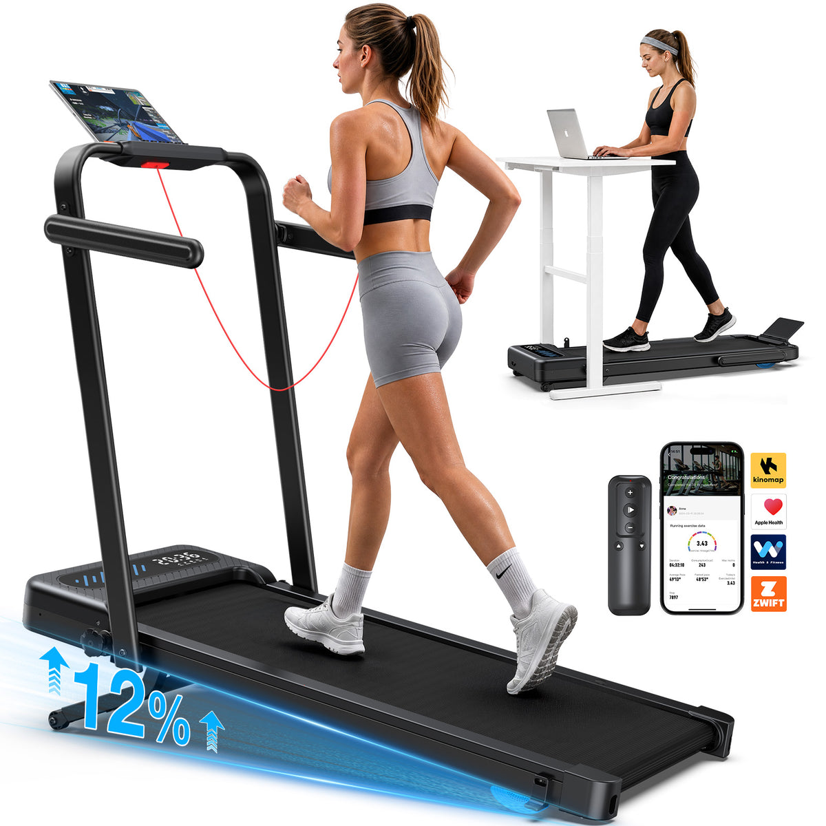 TM037 Pro Foldable Treadmill with 12% Auto-Incline – 180 kg Load Capacity