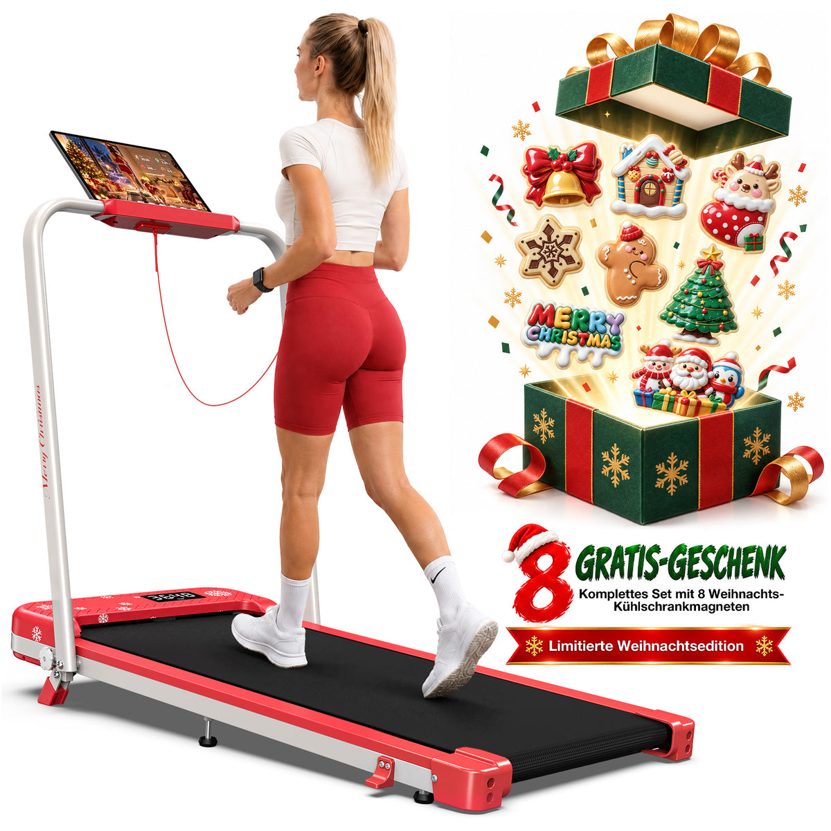 TM037 Weihnachtsedition – Klappbares Laufband mit 10 % manueller Steigung