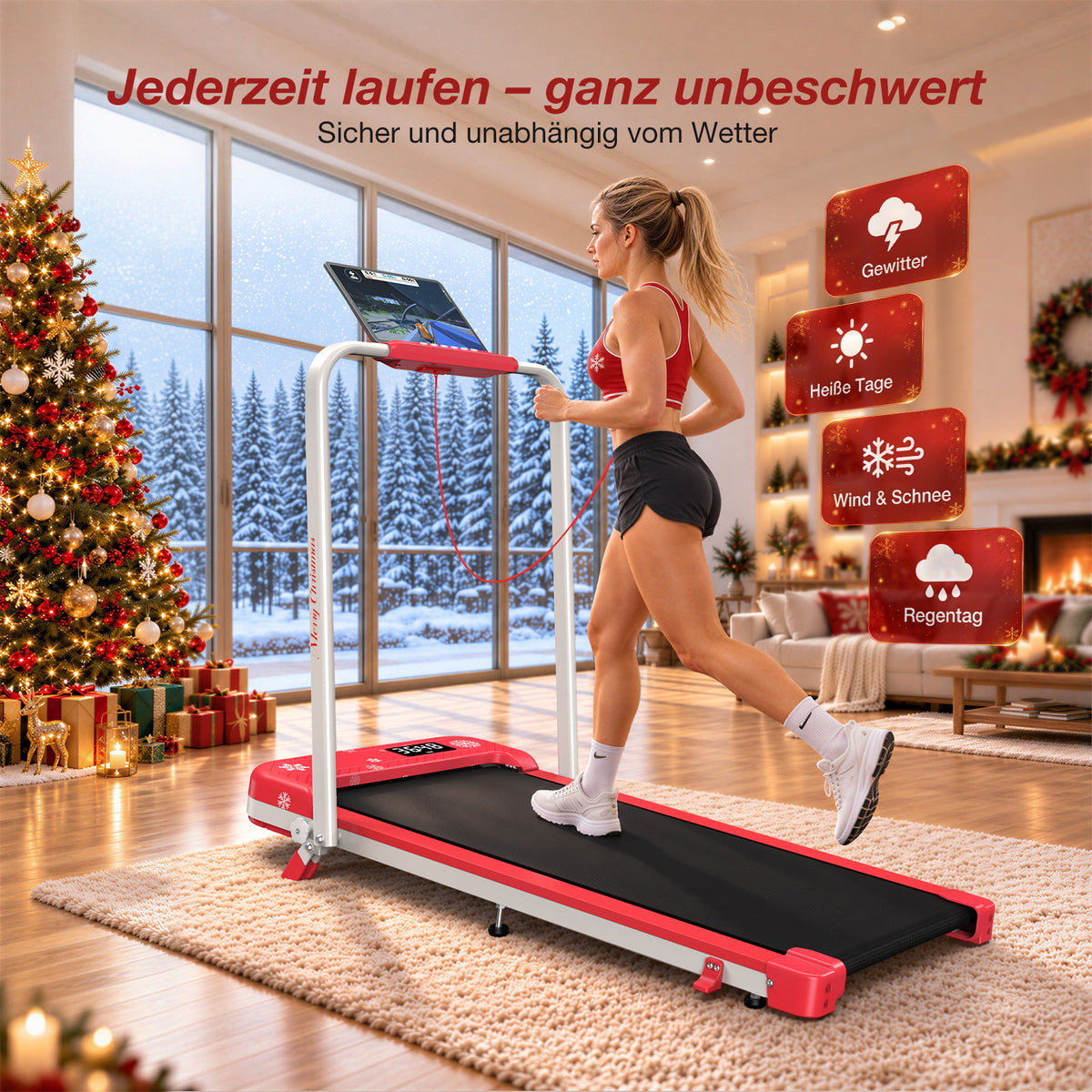 TM037 Weihnachtsedition – Klappbares Laufband mit 10 % manueller Steigung
