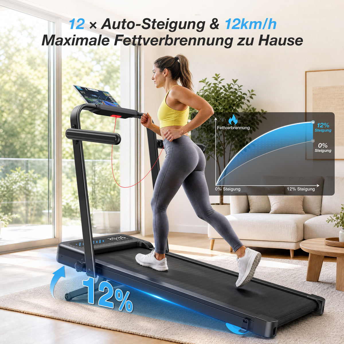 TM037 Pro Foldable Treadmill with 12% Auto-Incline – 180 kg Load Capacity