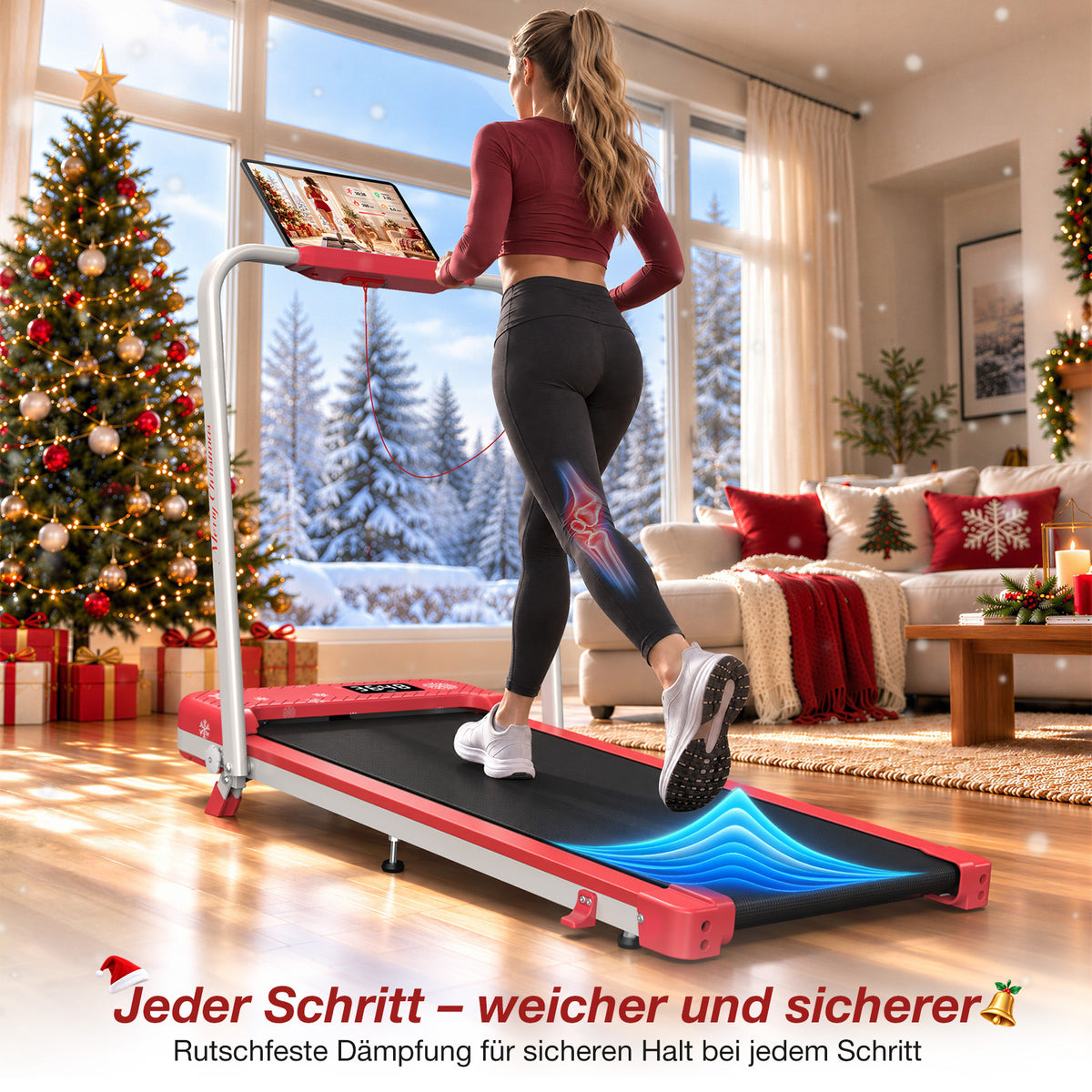 TM037 Weihnachtsedition – Klappbares Laufband mit 10 % manueller Steigung