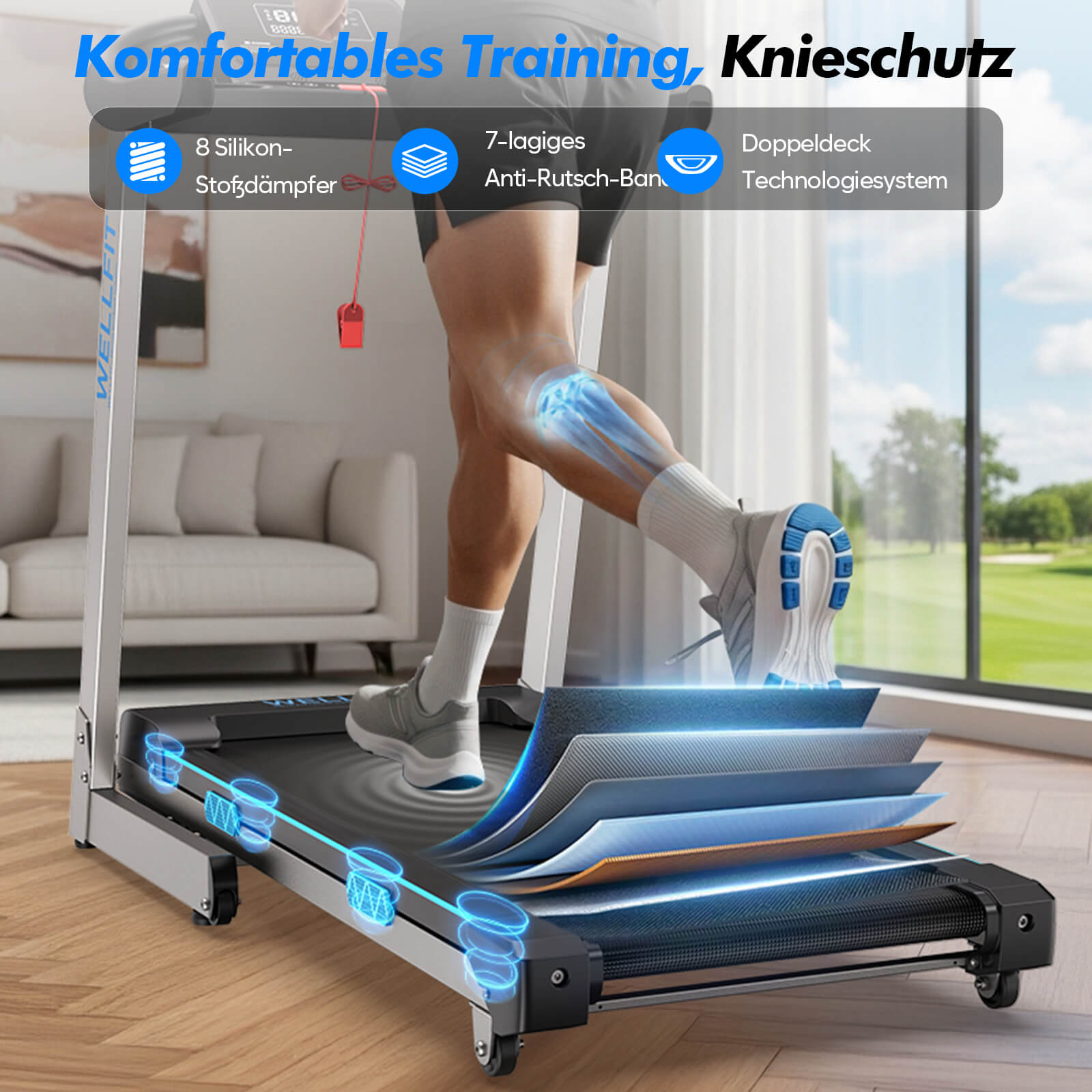 TM007 Foldable Treadmill with Automatic 15% Incline – 200kg Load Capacity