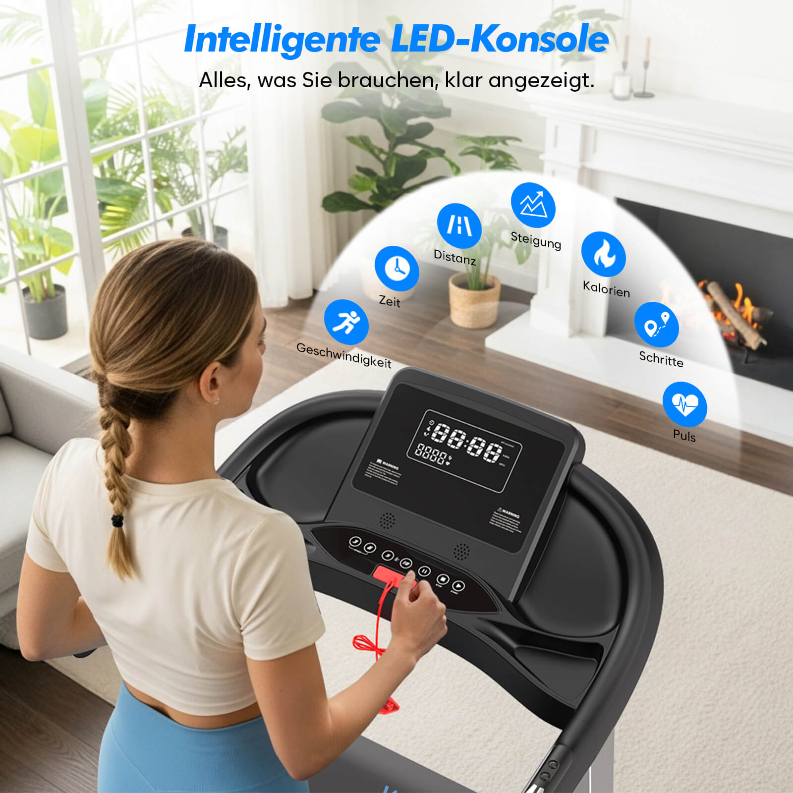 TM007 Foldable Treadmill with Automatic 15% Incline – 200kg Load Capacity