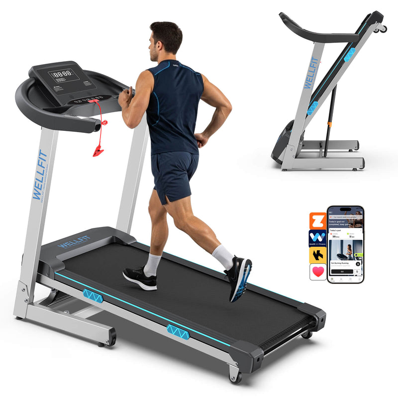 TM007 faltbares Laufband mit 15% Automatik-Neigung und 200kg Traglast – für intensives Training, platzsparend klappbar und mit Fitness-Apps verbunden.