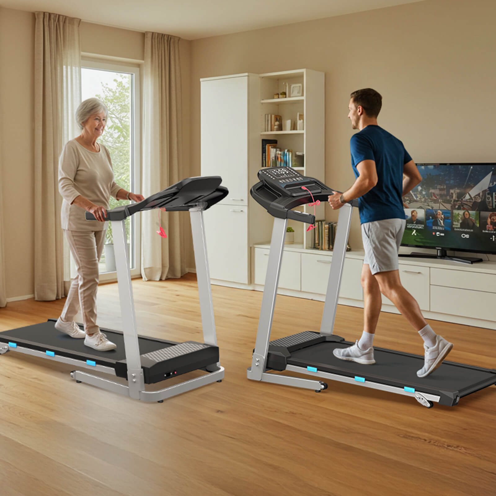 TM015 Foldable Treadmill with Incline & Handrails – 180 kg Load Capacity