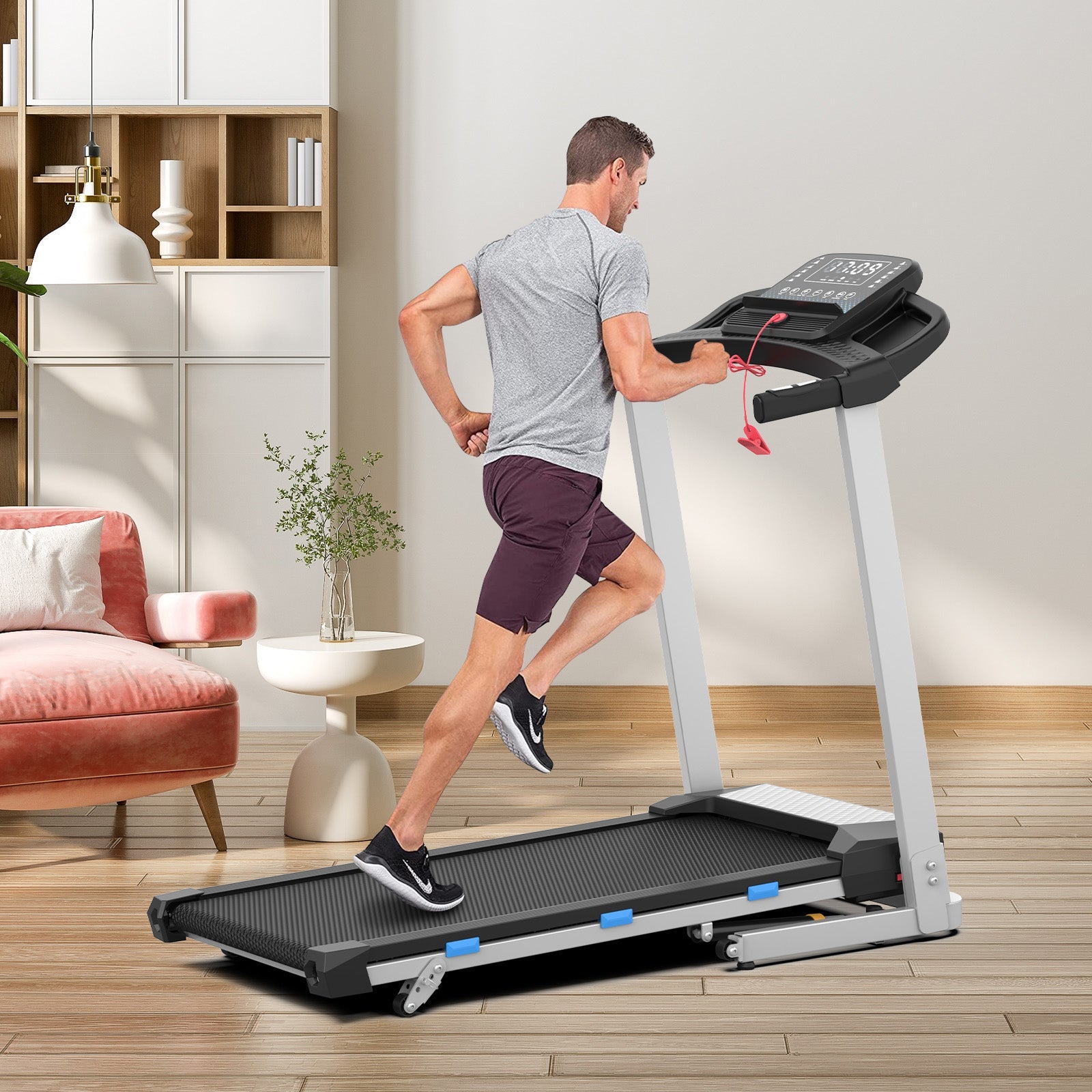 TM015 Foldable Treadmill with Incline & Handrails – 180 kg Load Capacity