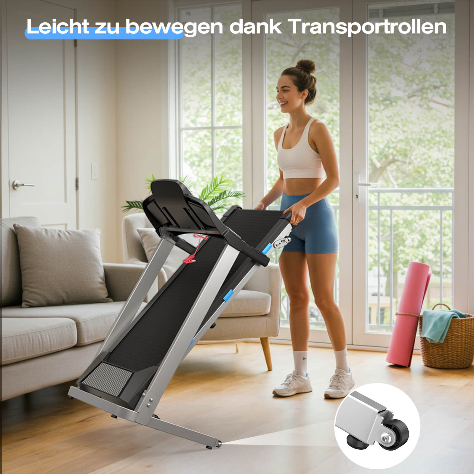 TM015 Foldable Treadmill with Incline & Handrails – 180 kg Load Capacity