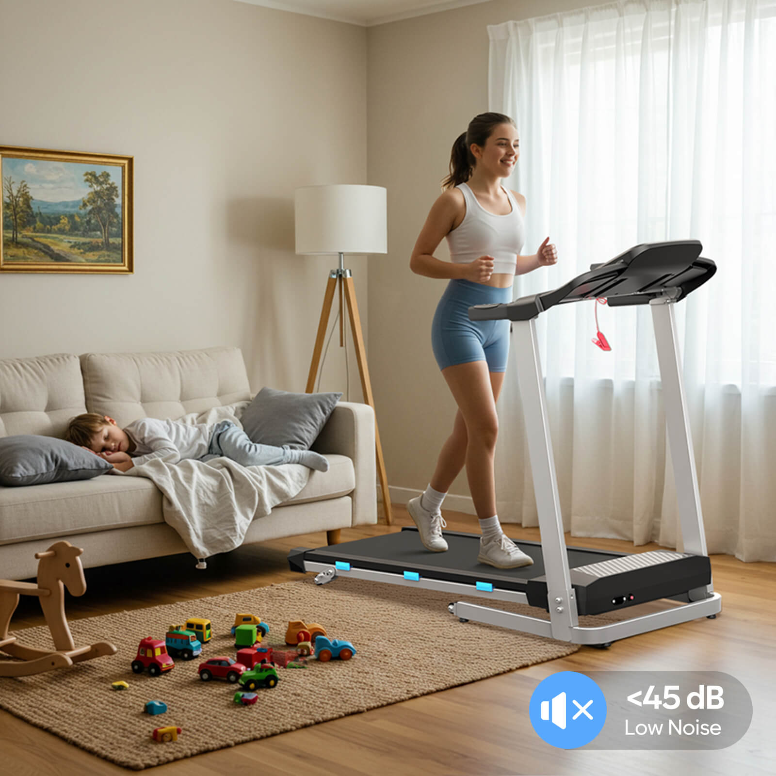 TM015 Foldable Treadmill with Incline & Handrails – 180 kg Load Capacity