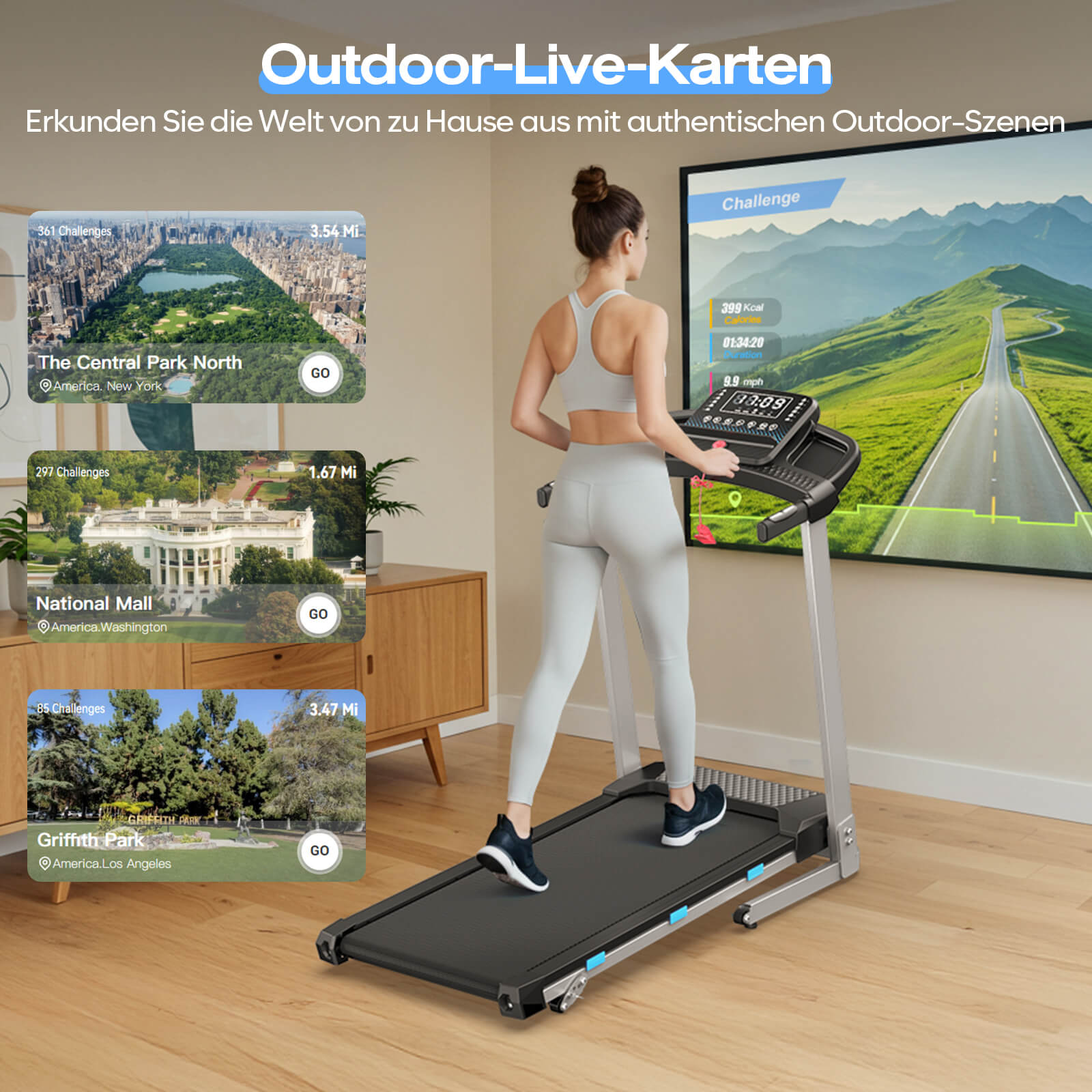 TM015 Foldable Treadmill with Incline & Handrails – 180 kg Load Capacity