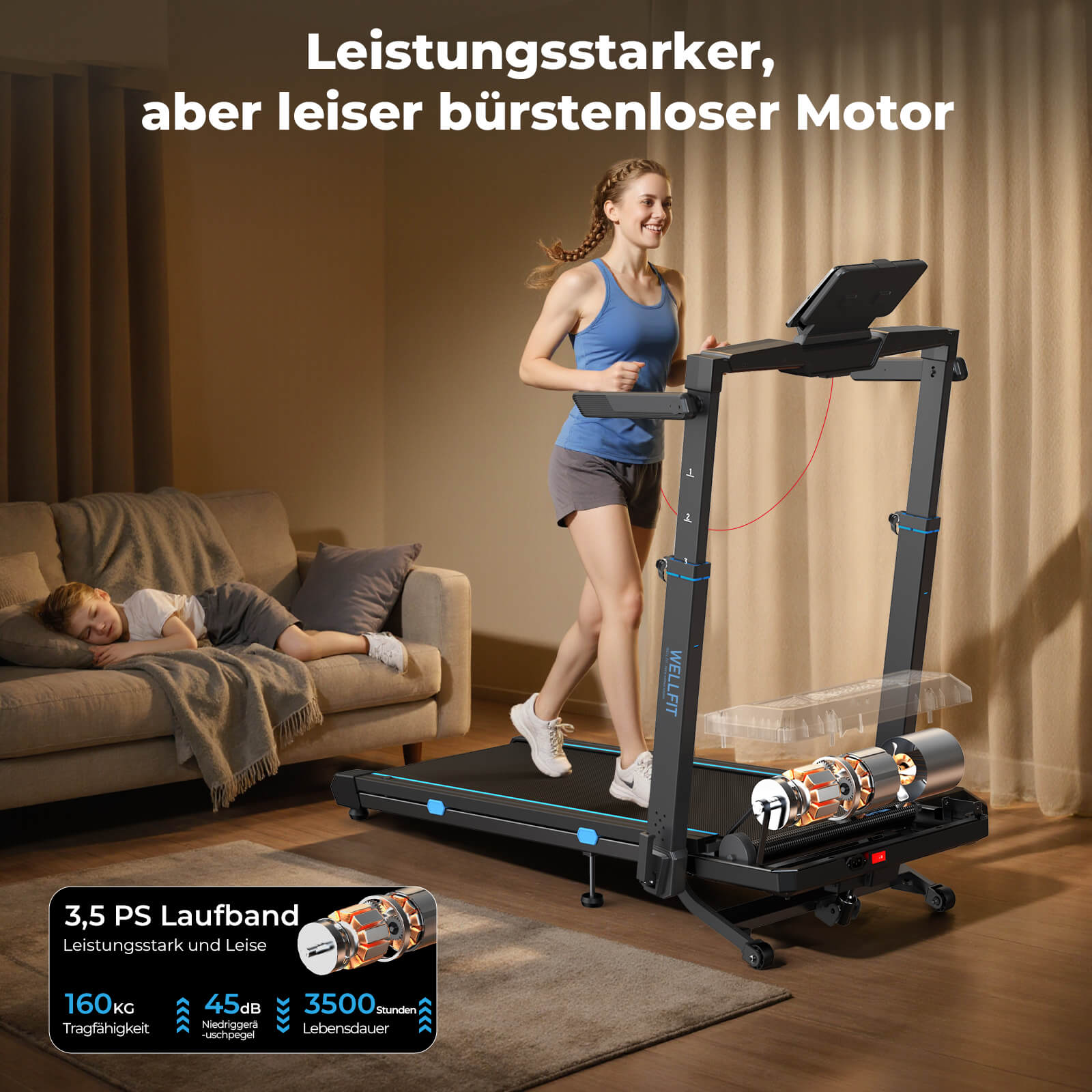 TM032 Height-Adjustable Treadmill with 10% Auto Incline