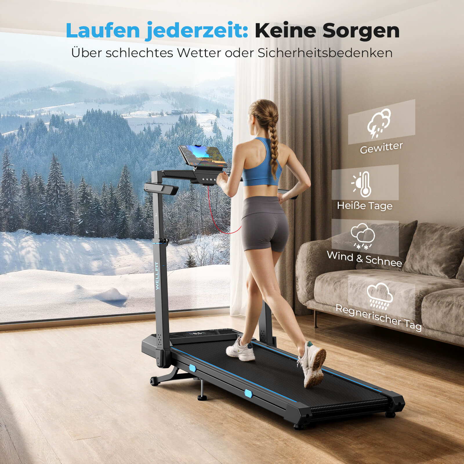 TM032 Height-Adjustable Treadmill with 10% Auto Incline