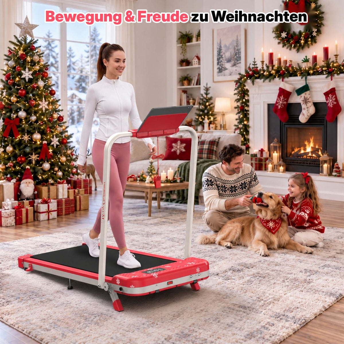 TM037 Weihnachtsedition – Klappbares Laufband mit 10 % manueller Steigung