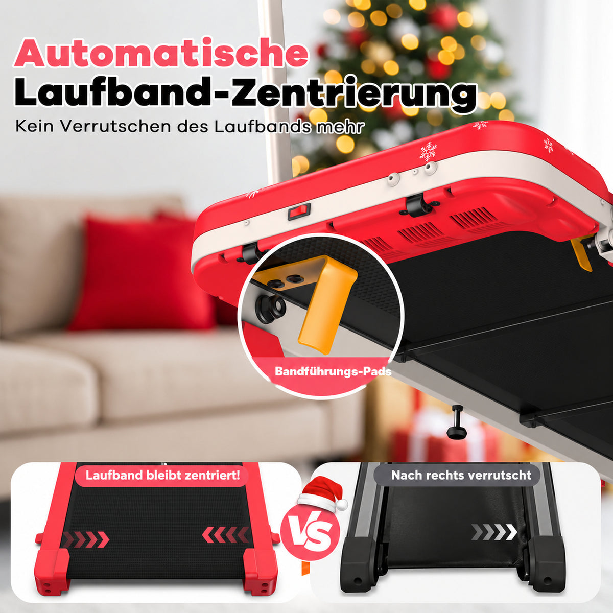 TM037 Weihnachtsedition – Klappbares Laufband mit 10 % manueller Steigung