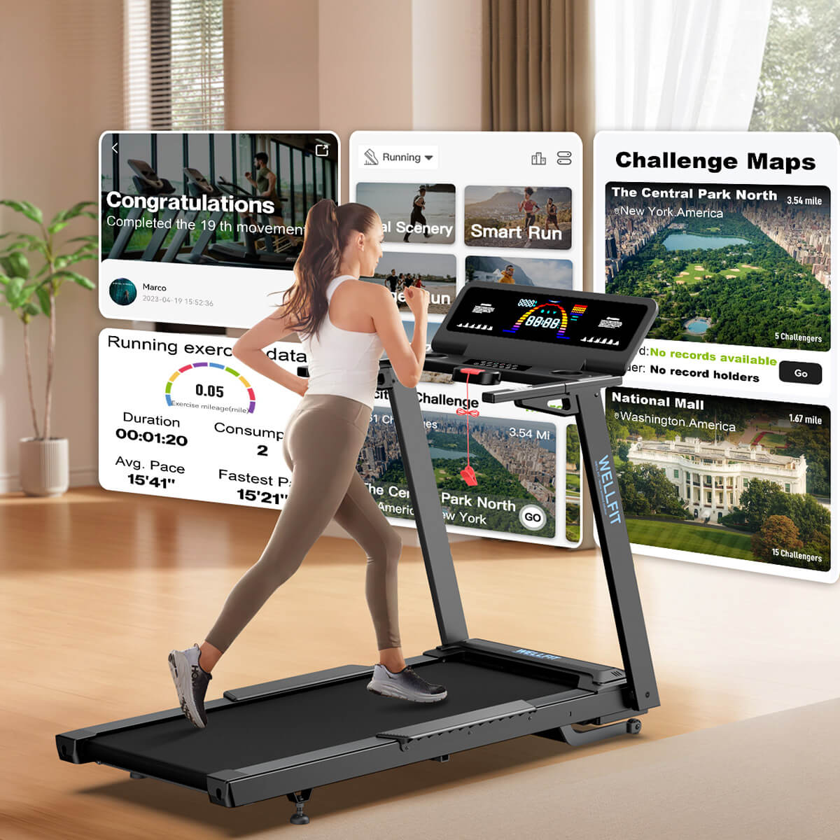 TM029 Treadmill with 15% Auto Incline & High Weight Capacity